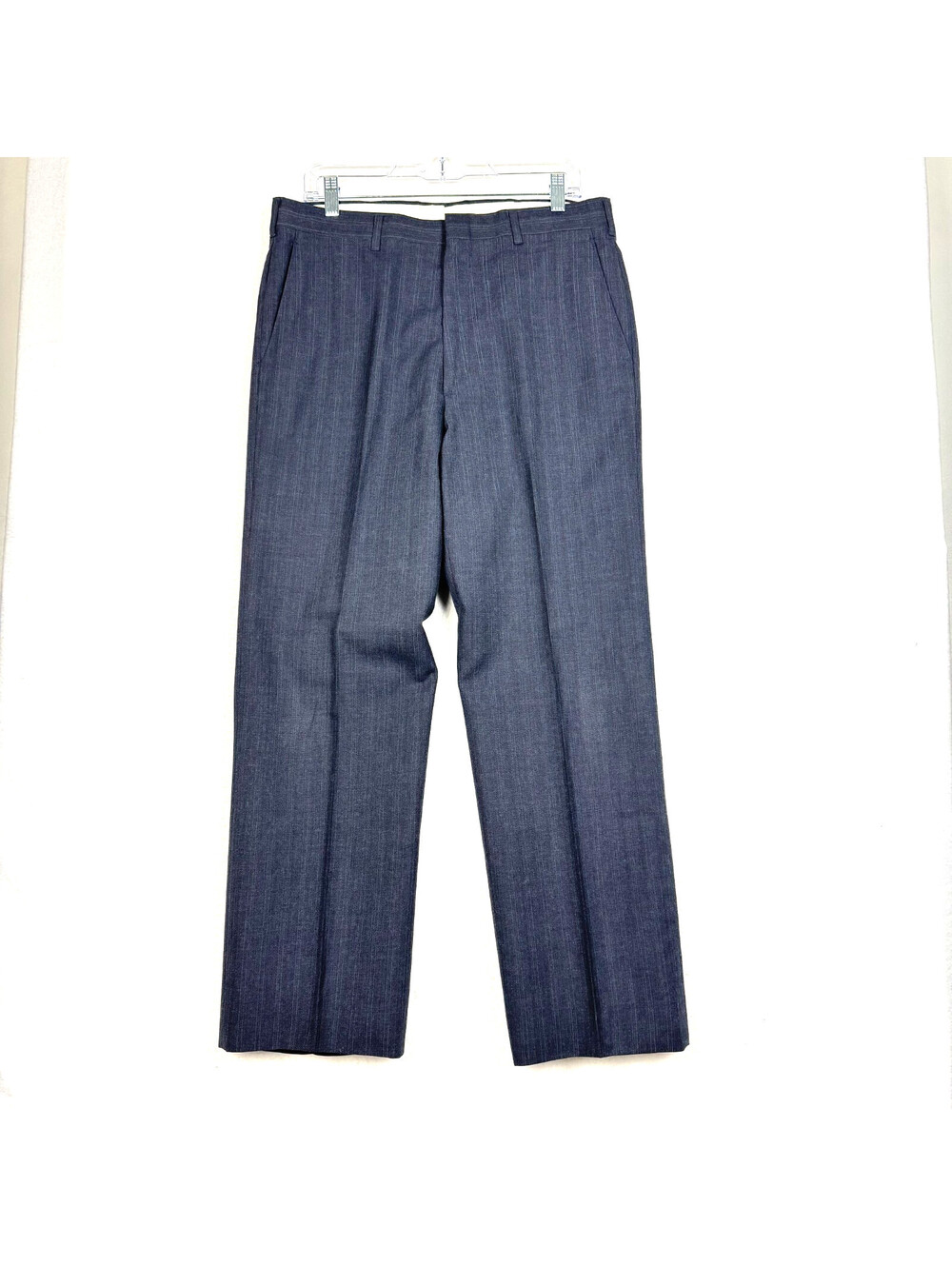 Vintage 70s 80s Mens 34x30 Navy Blue Pinstripe Talon Zip Dress Pants Slacks